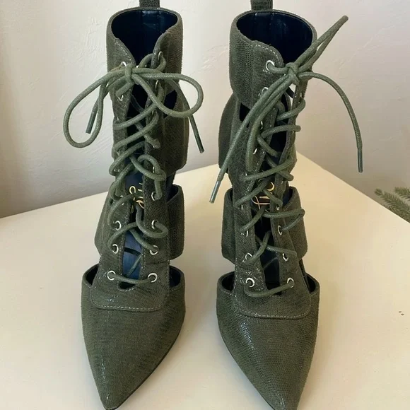 Lace-Up Caged Bootie Stilettos - Picture 3 of 5